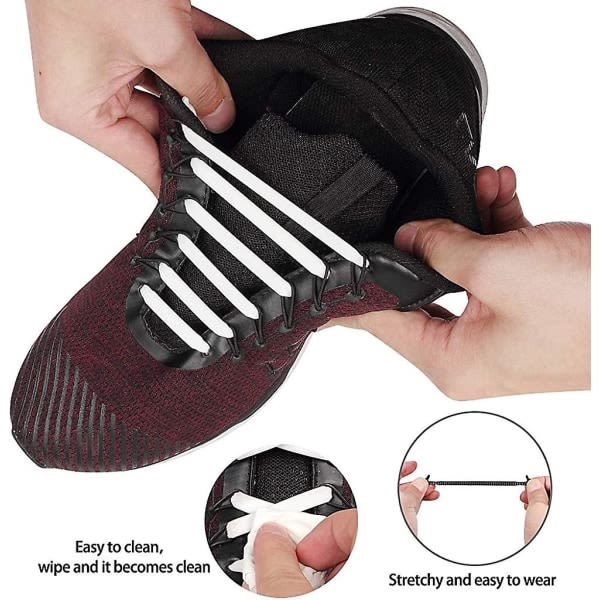 Par elastiska skosnören för Lmell ungdomar och vuxna Vattentät silikon Lazy Lace Present