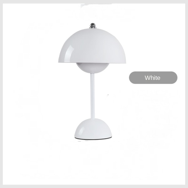 Nordisk dansk blomknopp bordslampa, bröllopsrum, sovrum, skrivbordsdekoration, lampa, sänglampa (uppladdningsbar) White