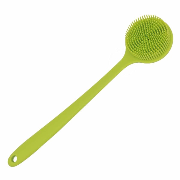 Silikon ryggskrubber myk badekarkroppsbørste for dusj med langt håndtak (grønn)