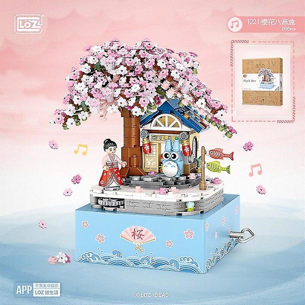 Japan under the sakura tree mini blocks music box building bricks totoro kimono educational toys With box With box B