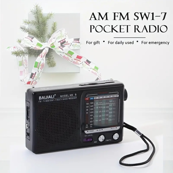 Bærbar radio AM FM SW1-7, transistorradio med højt