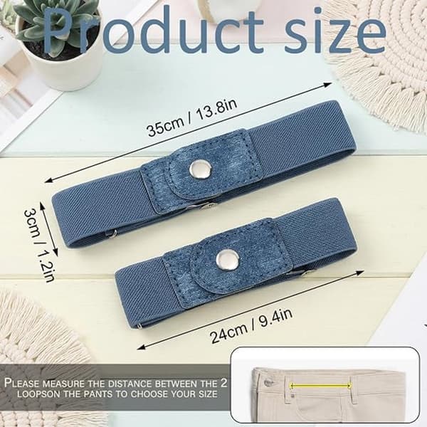 Sett med 2 usynlige sidestropper - Justerbart elastisk midjebelte - Unisex skredderstropper for klær og vesker - Skredderbelte - Denim Denimkleur