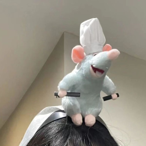 Remy Ratatouille Pandebånd/ Skulder Siddende Chef Remy Plyslegetøj Pandebånd Halloween Kostume Hovedbeklædning Rat Hair Hoop