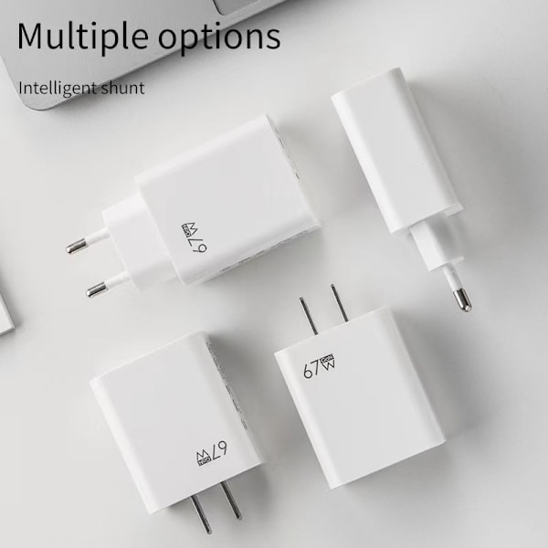 67W Hurtiglader USB Type C Ladeadapter til iPhone 15 14 13 hvid white EU