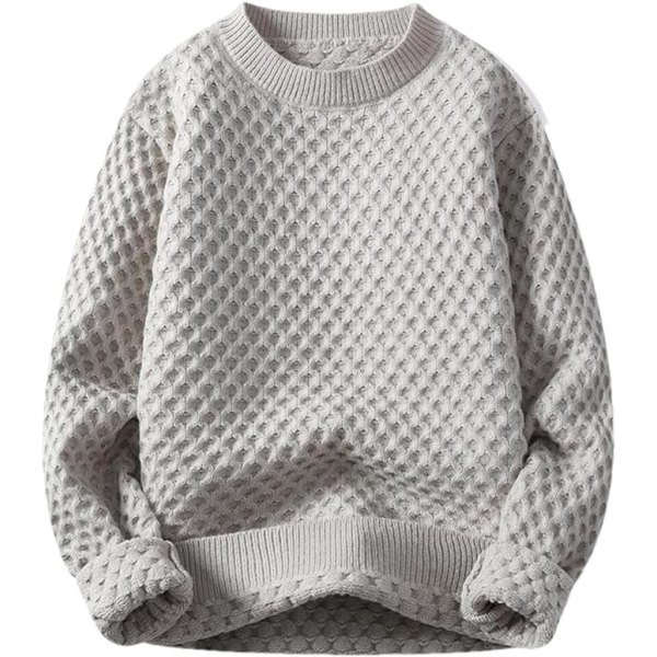 Tjocka tröjor i solid ull for män unisex Preppy lös avslappnad stil varma pullovers XL