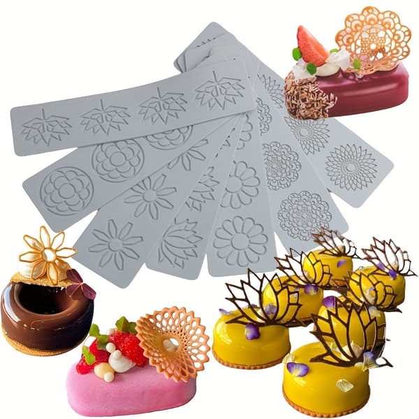 Silikonspetsformar & Blomfondantformar för tårtchokladgodisdekoration 1502