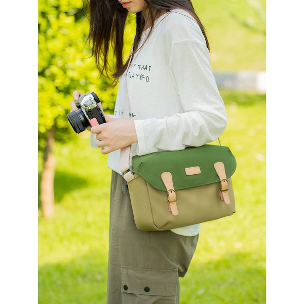 Kameraväska, SLR DSLR Canvas Crossbody Kameraväska, Kompakt Kameraväska med Regnskydd för Kvinnor och Män, Elfenbensvit
