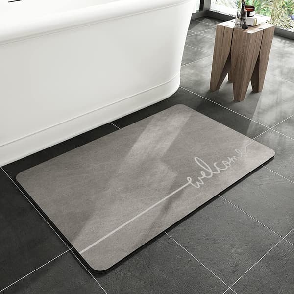 Superabsorberende skridsikker gulvmåtte, hurtigtørrende, tynde bademåtter, vaskbare badeværelsestæpper, brusebadsmåtte (50 x 80 cm)