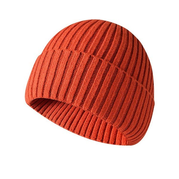 Varm Stickad Mössa För Män Kvinnor Barn Vintermössa Klassisk Daglig Orange Hatt