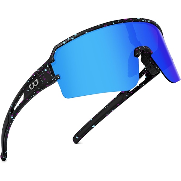 Polarisoidit pyöräilylasit miehille ja naisille, UV400-suoja, urheilulasit baseballin, juoksun jne. harrastuksiin Black C & Blue Lens