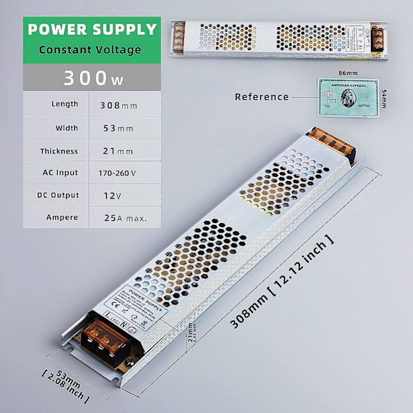 12V 300W 25A LED-drivare, AC till DC switchande omvandlare, konstant spänningsaggregat, lågspänningsaggregat för LED-applikationer (hy)_xx