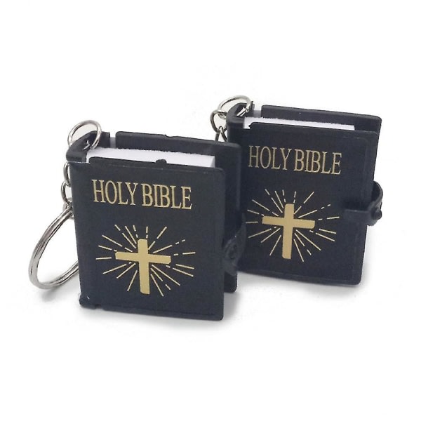Mini hellig bibel kors vedhæng nøglering religiøse kristne nøglering dekoration gaver sølv
