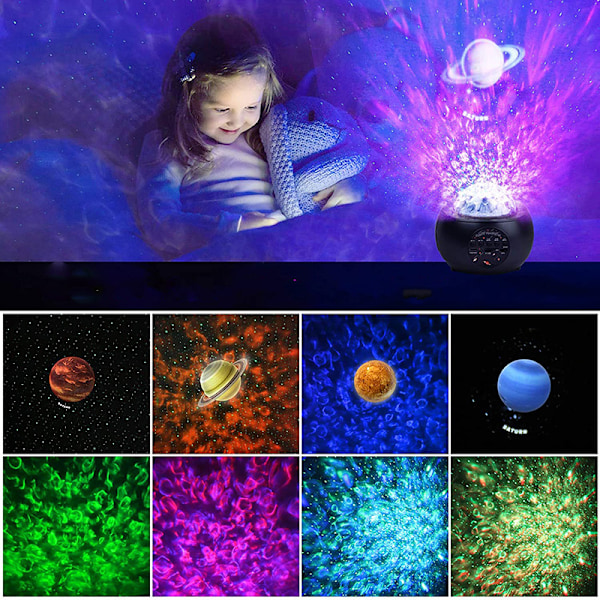 LED Stjernehimmel Projektor, Planet Projektor, 3 i 1 Havbølge