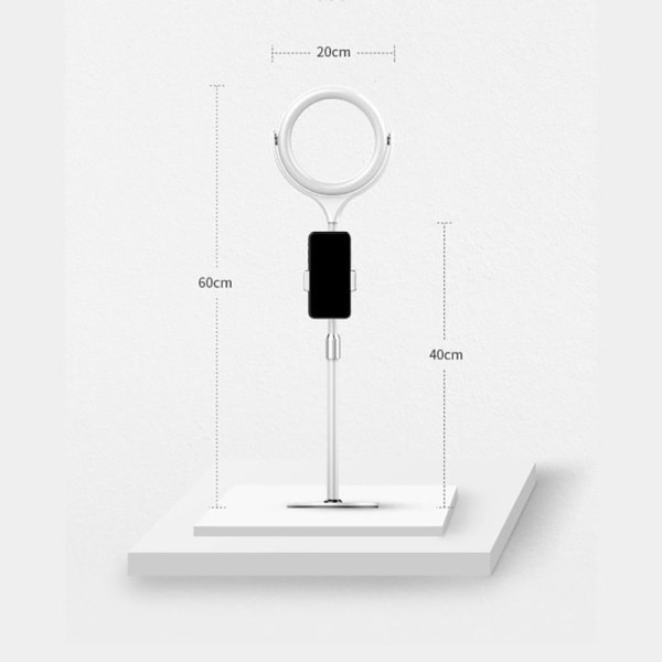 Sormusvalo, kolmijalkainen matkapuhelimen kannettava tietokone, 8" LED-selfie-rengasvalopöytä
