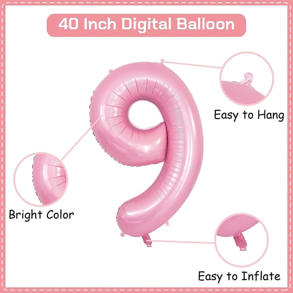Pink 8 balloner Tiffany Pink 8 balloner Helium Mylar digitale balloner 40 tommer folieballon Fødselsdagsfest og jubilæumsdekorationer (tiffan