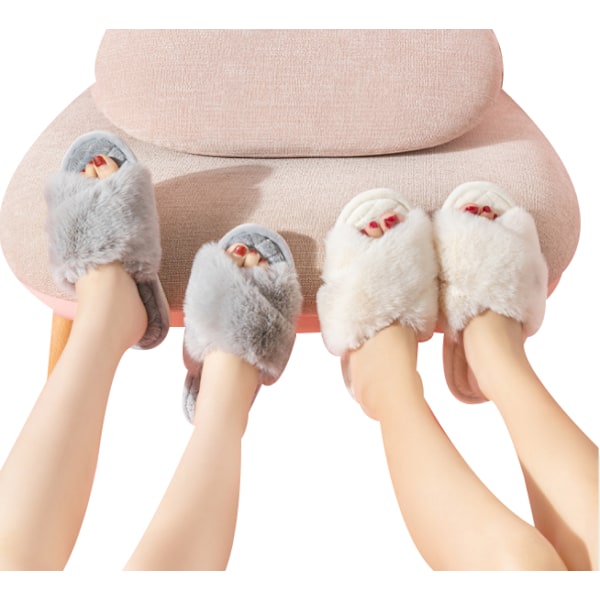 Pehmeät ja kevyet plyysikotitossut naisille harmaa grey 9