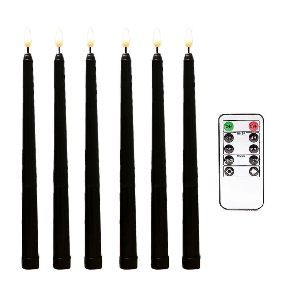 Stk Flammeløse svarte kjeglelys flimrende med 10-knapps fjernkontroll, batteridrevet LED-lysholdere Vindulys