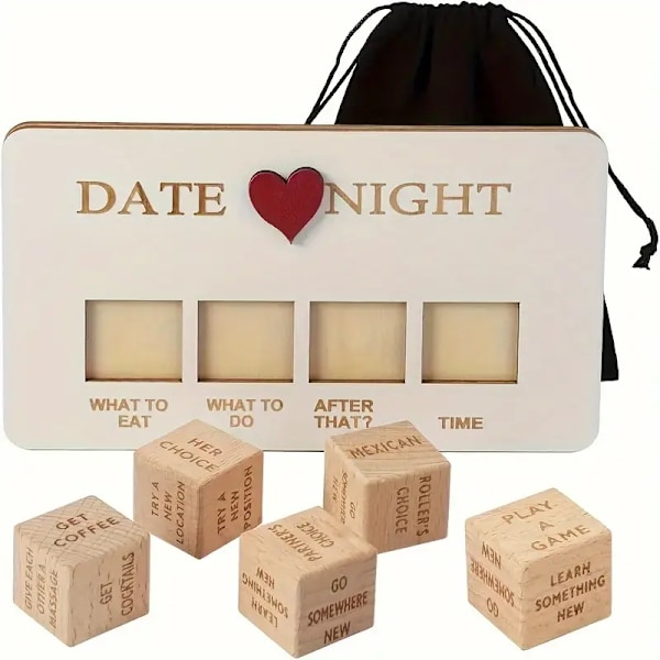 Date Night Terninger, Take Out Terninger til Par, Bærbart Træterningsæt til Par, Voksne Kvinder, Mænd