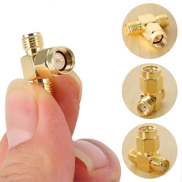 SMA Han til To SMA Hun Triple T RF Adapter Stik 3-vejs Splitter NY