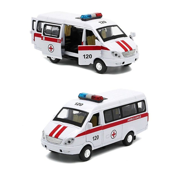 Ambulance Waggon Auto Truck Pull Back Modèle avec Led Sound Kids Jouet En Metal Modèle Rakennus Véhicule Jouets Pour Cadeau Voiture Collection