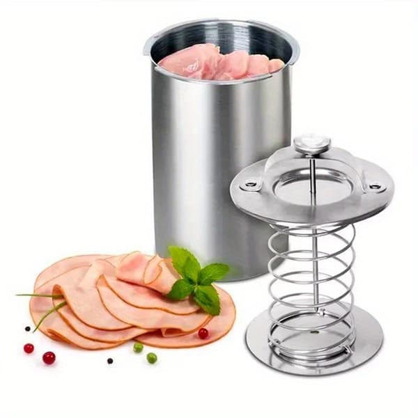 Ham Press i rustfrit stål med termometer, trykkoger til kødpålæg