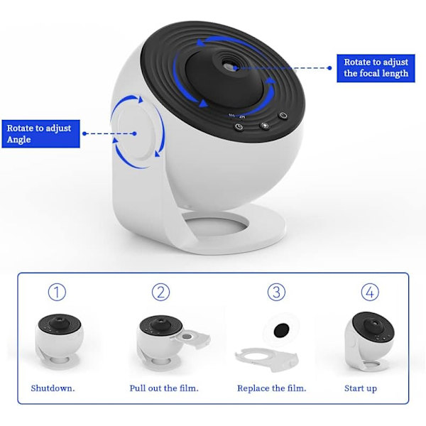 Stjerneprojektor, Galakseprojektor, 12 i 1 Planetarium Stjerneprojektor