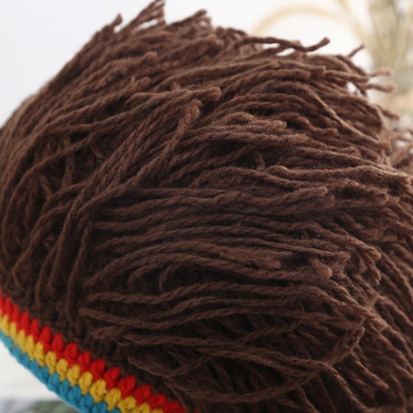 Strikket hat med hår til mænd, sjov strikket dreadlock-hat med dreadlocks Brown