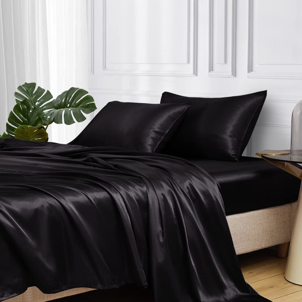 Silk Satin Pillowcase 2-pack (ilman täytettä) Musta Black 50X66cm