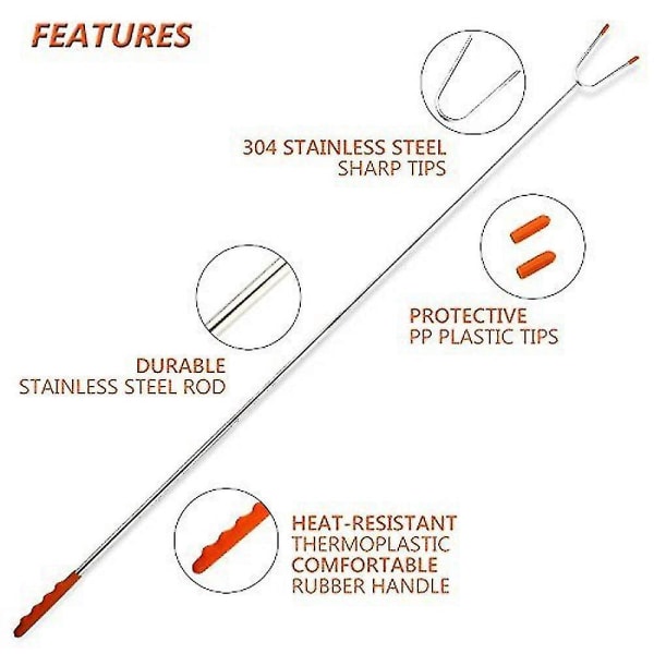 6-pak rustfri stål teleskopgrilling gafler