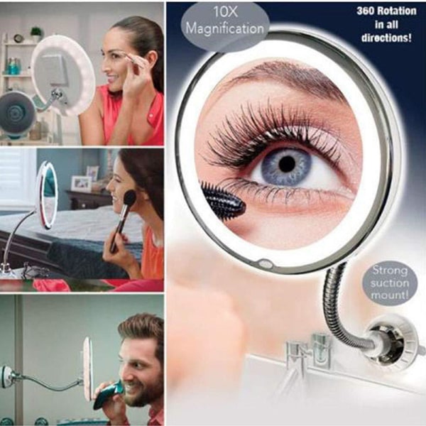 10x magnification make-up mirror with suction cup 360 degree fold