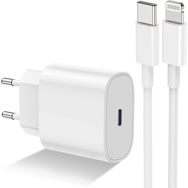 2-pack - Laddare för iPhone - Snabbladdare - Adapter + Kabel 20W Vit one size 2-pack iPhone