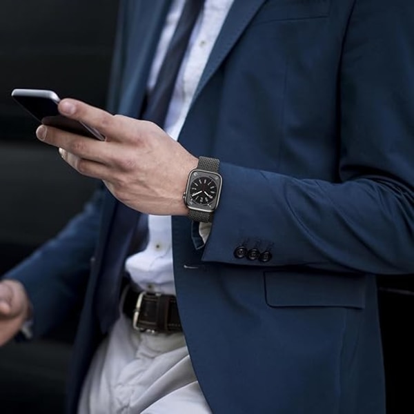 Rem för Apple Watch 41mm 40mm 38mm Dubbel Magnetisk Justerbar Ersättningsrem för iWatch Serie 9 8 SE 7 6 5 4 3 2 1 Starlight