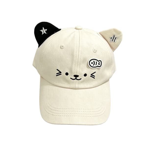 Sød lille fisk og kat sløjfe baseballkasket, forår og sommer Beige Adjustable from 55-59cm