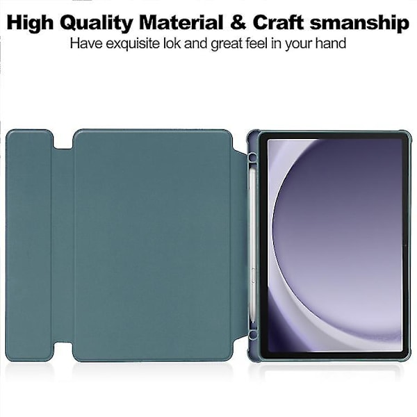 Transparent Smartfodral med tangentbord för Samsung Galaxy Tab A9+ 360 graders rotation Dark Green