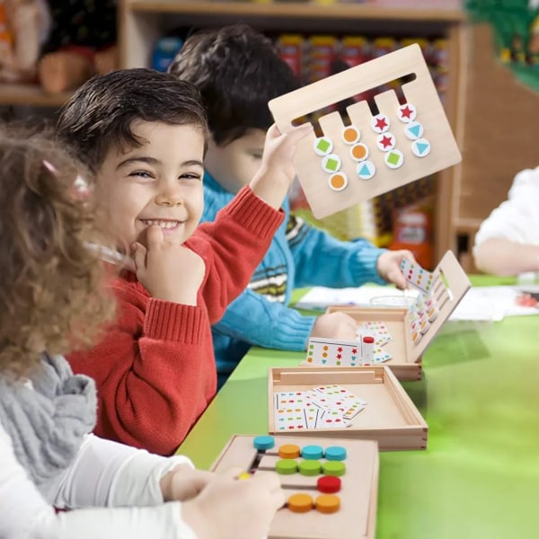 Montessori-lelut puinen palapelien lajittelulaatikko Lasten opetuslelut tiimalasilla 3 4 5 vuotta pojat ja tytöt, (useita tapoja)