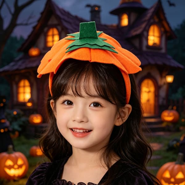 Græskar Hårbånd til Halloweenfest, 3D Plys Hårbøjle Kostume Tilbehør til Børn og Voksne 3