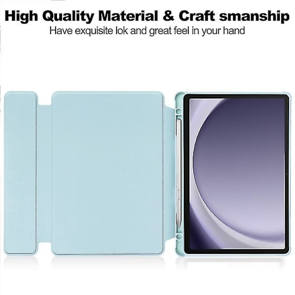 Transparent Smartfodral med tangentbord för Samsung Galaxy Tab A9+ 360 graders rotation Sky Blue