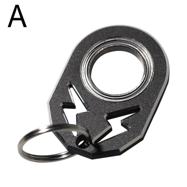 Keychain Spinner Anxiety Stress Relief Metal Fidget Toys Keychain black one-size