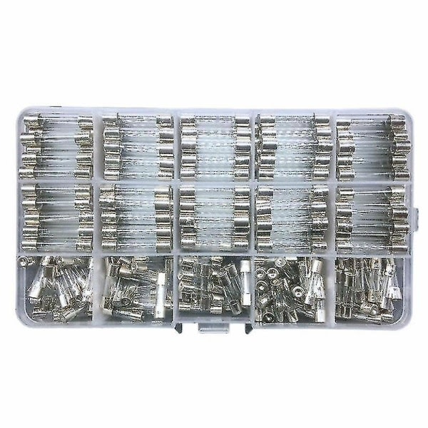 250x Assorted Glass Sikringer 5x20mm 6x30mm Box Sikringsrør Kit Quick Blow Raskvirkende A