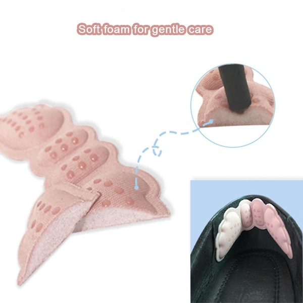 Kvinnor högklackat innersula Kudddyna Butterfly Sticky Foot Heel Protector Liner Grips Pad（3st）