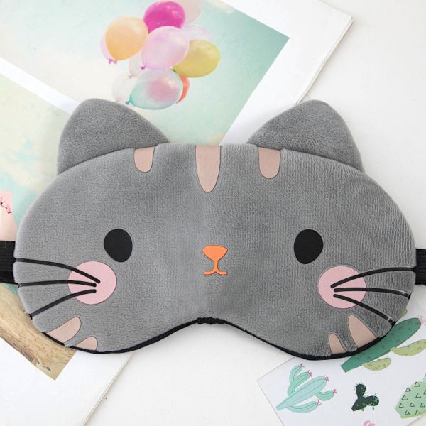 Haysandy Söt Ögonmask för Sömn 3 Stycken Tecknad Hund Ansikte Ögonskydd Rolig Djur Katt Sovmask Mjuk Lättvikt Natt (Katt)
