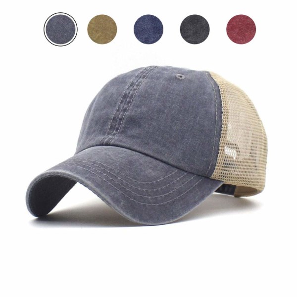 Herre Mesh Trucker Hat Meshback Cap Justerbar Plain Hat Unisex One Size Solhatt Utendørs Pustende Baseball Cap( grå)