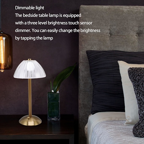 Industriell bordlampe, berøringsbryter nattlys USB oppladbar ved siden av LED bordlampe for restaurantkafé 2pcs