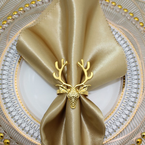 Jule serviettringer - Elg gull serviettholder Sett med 12 f