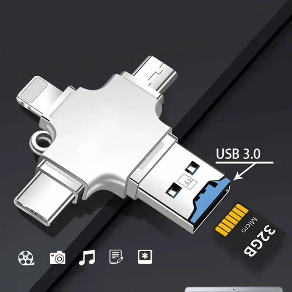 Kolme yhdessä monitoiminen OTG-sovitin USB Type-c+iphone+Microon