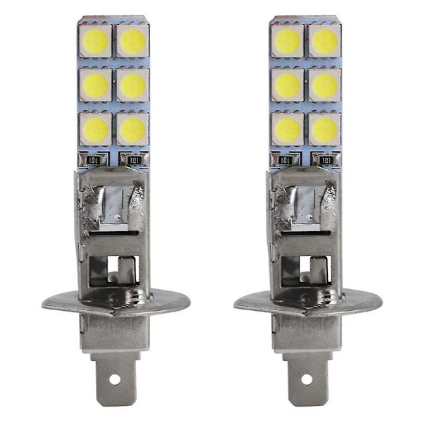 2 kpl LED-ajovalopolttimosarja H1 6000k Super White 55w Sumuajovalot H1 LED-ajovalopolttimot H1-12smd-5050 Auton ajovalot