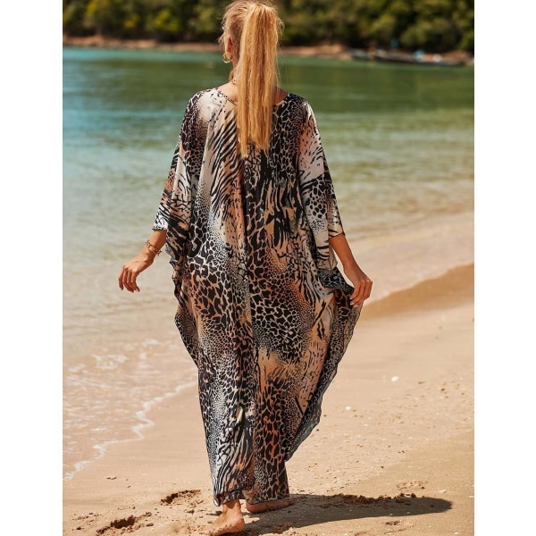 Kjoler Cover Up for Badetøy Dame Plus Size Animal Print Resort Dress