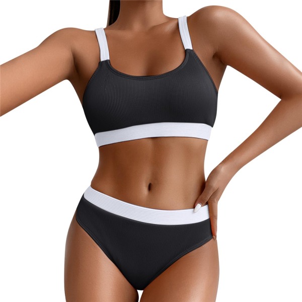 Kvinders Polstret Bikini Sæt Badetøj Badedragt Sommer Badetøj Strandtøj Sort Black XL