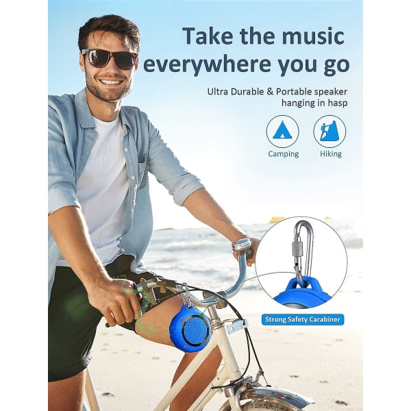 Bärbar Bluetooth högtalare, Lenrue Ipx5 vattentät duschhögtalare med högupplöst stereo, 8 timmars speltid, inbyggd mikrofon, sugkopp,
