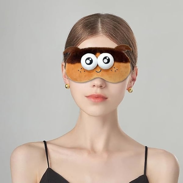 PERFECTSIGHT Sovmasker, Söt Plysch Sovmask Lätt Justerbar Ögonskugga Fuskpäls Maskskydd för - 2-pack